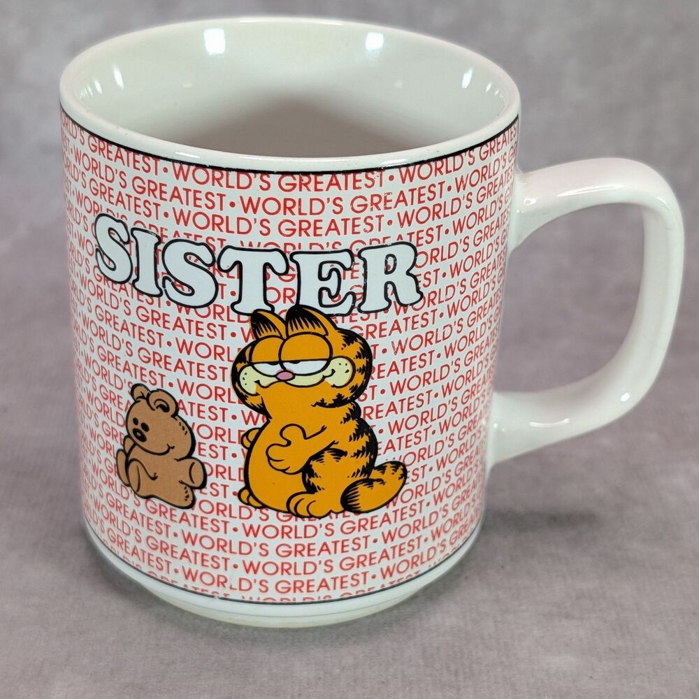 Garfield World's Greatest Sister Mug Vintage Enesco 1978 Coffee Cup Jim Davis
